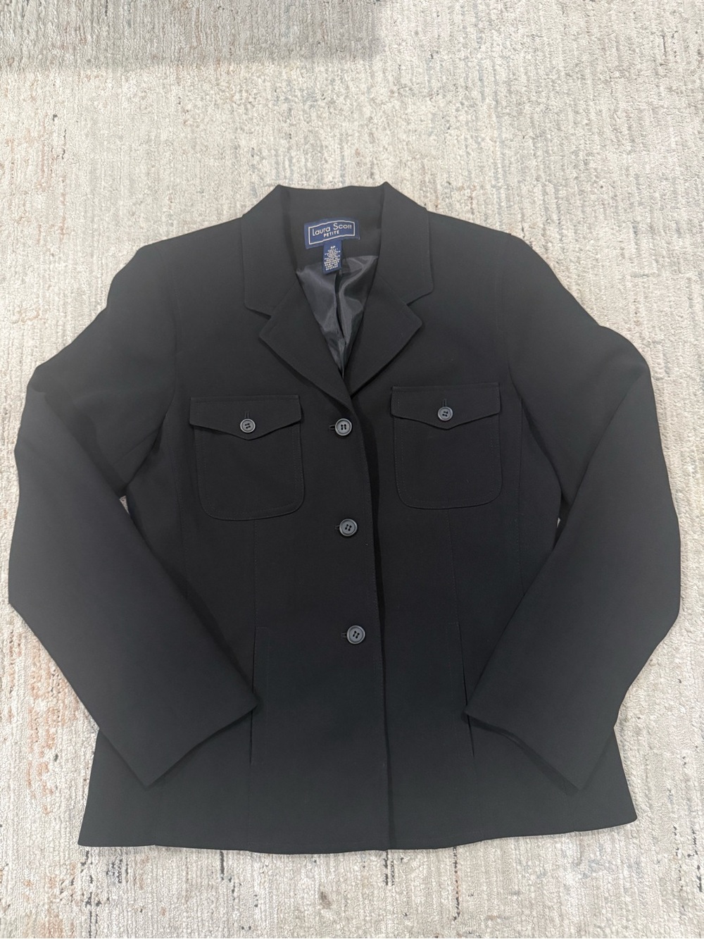 Laura Scott Black Button-Front Women's Blazer